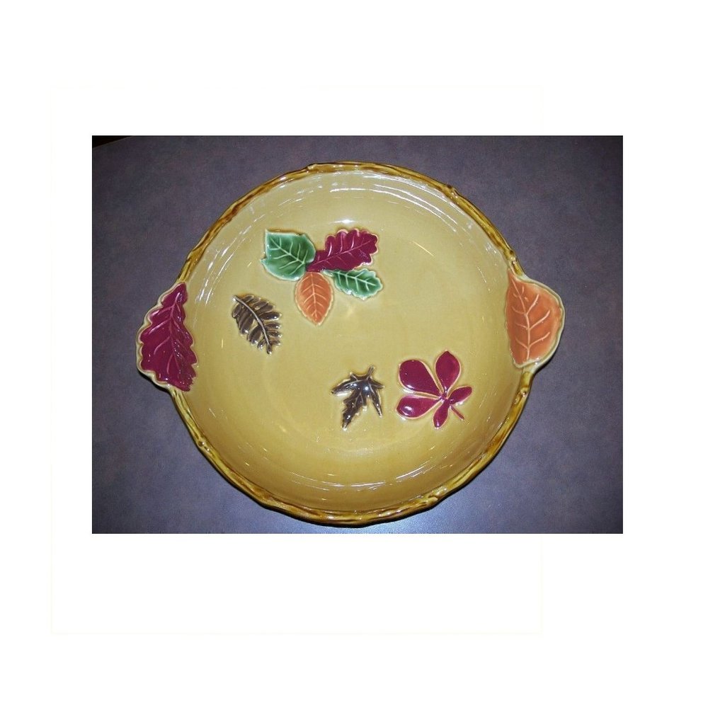 Pumpkin Pie Plate Fall Thanksgiving Autumn Dish Kohls Leaves Ceramic 11.5" NEW